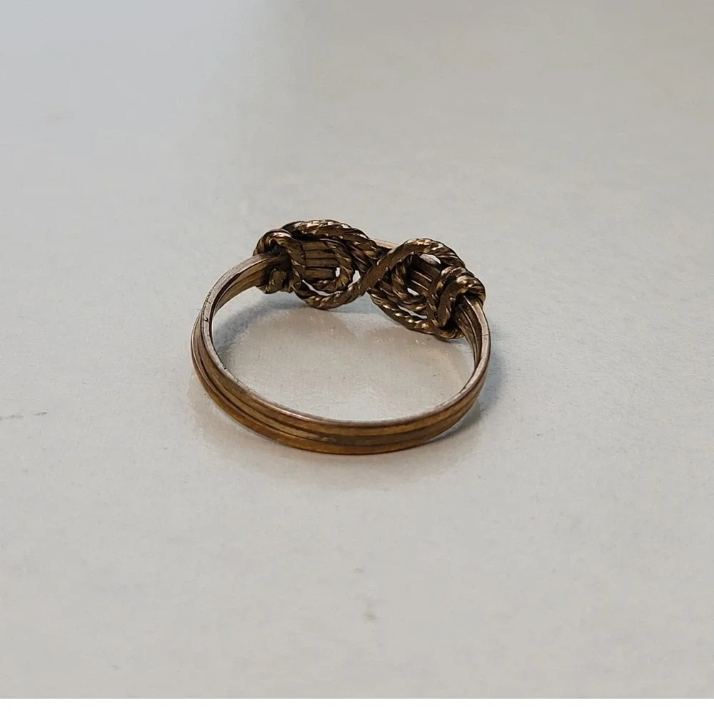 12K Gold Filled Wire Wrapped Knot Ring Size 5.5 Vintage Nautical Boho